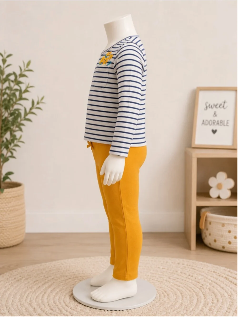 Carter’s 2-Piece Striped Top & Ochre Yellow Pants Set – Size 9M